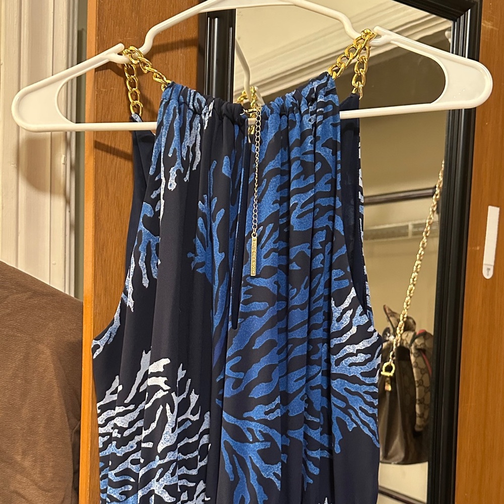 Michael Kors Navy Maxi Skirt with Blue Coral Print - Picture 5 of 7